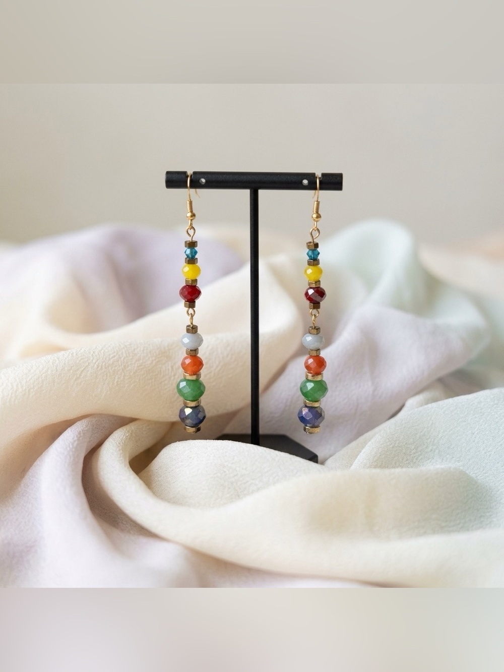 Multicolor Crystal Beaded Fish Pendant Necklace and Earrings Set - Picture 4 of 4